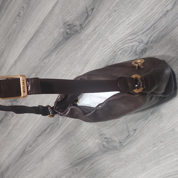Vintage EUC Choc Brown Supple Perlina Leather Crossbody Bag - Picture 6 of 9